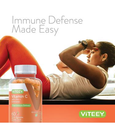 Vitamin C Gummies with Zinc & Echinacea - Immune Support Booster for Adults, Teens & Kids - Vegan, Plant Based - 60 Count Orange Flavor Gummy - Buy Online on GoSupps.com
