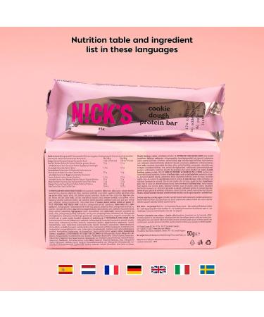 NICKS Keto Protein Bars Cookie Dough 12x50g Multipack - 15g Protein, 174 Calories, Low Carb, No Added Sugar, Gluten Free - Chocolate Snacks - 12 Count Pack - Buy Online on GoSupps.com