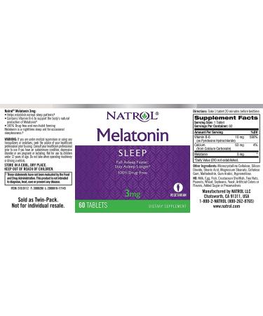 Natrol Melatonin 3mg Tablets - Sleep Aid, Immune Support, 60 Count - Buy Online on GoSupps.com