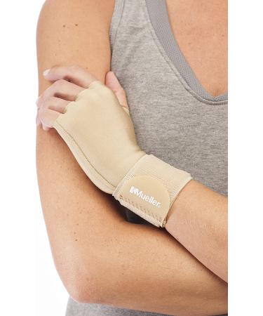 Mueller Compression Glove for Hand and Wrist Support - Beige, Small/Medium - Men and Women - Buy Online on GoSupps.com