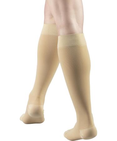 Truform 15-20 mmHg Knee High Compression Stockings for Men & Women - Closed Toe Beige Large - Comfort & Support - Buy Online on GoSupps.com