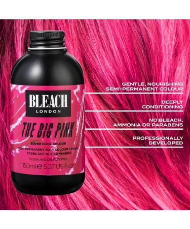 Bleach London The Big Pink Colour 150ml - Bright True Pink Semi-Permanent Vegan Hair Dye - Buy Online on GoSupps.com