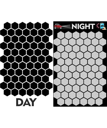 Biomar Labs Hexagon Reflective Stickers Set - 71 Self-Adhesive Bike Safety Reflectors (Black) - Premium Reflex Film for Enhanced Visibility - Buy Online on GoSupps.com