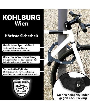 Buy Kohlburg 1kg Folding Bicycle Lock - Maximum Security 89cm Model Vienna for Bikes & E-scooters - Buy Online on GoSupps.com