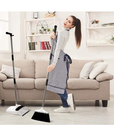 Premium Long Handled Broom and Dustpan Set for Home - Upright Standing Lobby Broom and Dust Pan Brush - Lightweight and Robust - Buy Online on GoSupps.com
