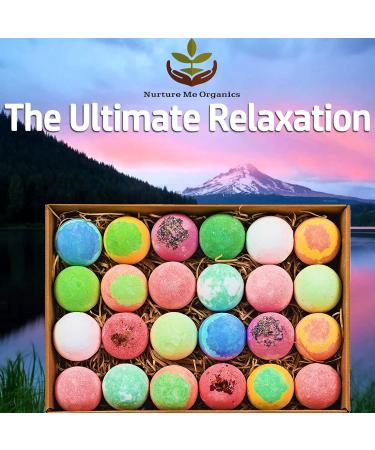 Nurture Me Organic Bulk Bath Bombs Gift Set - 24 Piece Moisturizing Bath Bomb Kit - Best Valentines Gifts for Women, Mom, Girls, Teens - 3.5 oz Each - Buy Online on GoSupps.com