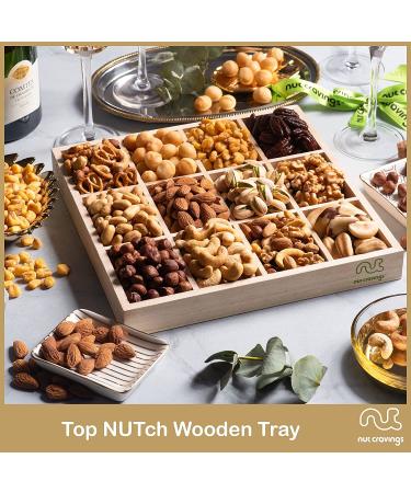 Premium Nuts Gift Basket in Wooden Tray | 12 Assortments | Holiday & Birthday Gourmet Bouquet | Healthy Kosher Snack Box | Men & Women Care Package - Buy Online on GoSupps.com