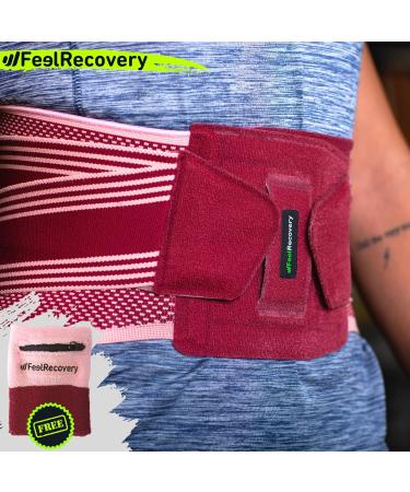 Feel Recovery Back Bandage - Adjustable Support Belt for Men & Women | Relief for Sciatica Herniated Disc & Lower Back Pain | Ideal for Work & Sports (S Bordeaux) - Buy Online on GoSupps.com