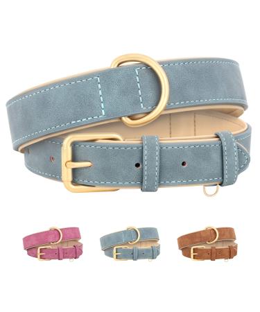 Beirui soft padded leather dog collar for dogs comfortable hard-wearing for small medium-sized and large dogs leather collar with high-quality alloy fittings for daily blue S S: neck 25-33 cm width 1.5 cm blue