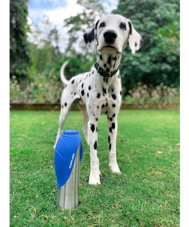 Tuff Pupper Puflask Large Dog Water Bottle - 27 & 40 oz Stainless Steel Travel Water Dispenser & Bowl for Dogs - Nebulas Blue 1200 ml - Buy Online on GoSupps.com
