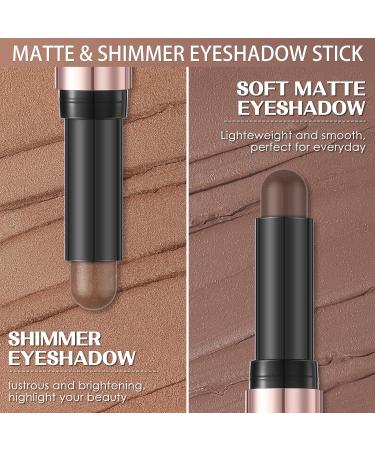 FOCALLURE 2PCS Eyeshadow Stick Set - Shimmer & Matte Cream Pencil Crayon, Long Lasting & Waterproof with Blending Brush - Daily Chocolate - Buy Online on GoSupps.com