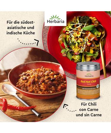 Herbaria Red Hot Chili Curry Bio 80g | Organic Curry Powder & Spice Mix for Extra Sharp Flavors | Sustainable Packaging - Buy Online on GoSupps.com