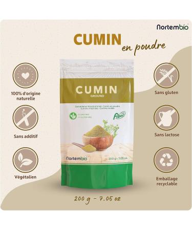 Nortemboio Ground Cumin 200 g. 100% natural origin. Gourmet quality. Cumin powder without preservatives or additives. Airtight - Buy Online on GoSupps.com