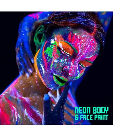 8 Tubes 1 oz Black Light Face and Body Paints - Neon Colors Halloween Costume Makeup - Buy Online on GoSupps.com