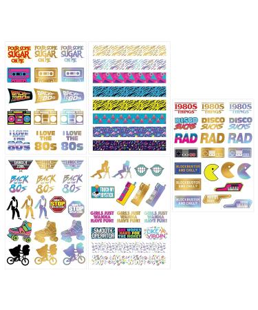 Retro 80s Temporary Tattoos - 5 Pages | Funny 1980s Theme Party Decoration & Favors - Buy Online on GoSupps.com