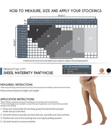 Truform Sheer Maternity Pantyhose 15-20 mmHg Compression with Tummy Support, 20 Denier - Petite Beige - Buy Online on GoSupps.com