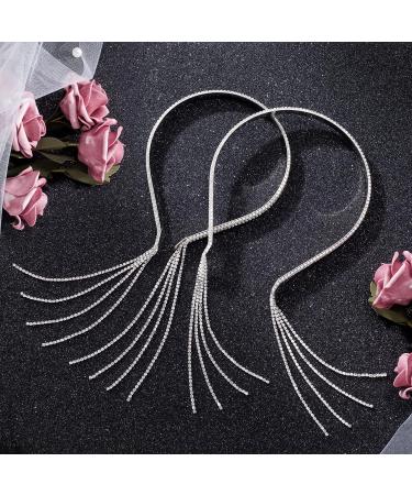 OIIKI Rhinestone Crystal Tassel Headband for Women - 2pcs Sparkly Hair Chain Set - Buy Online on GoSupps.com