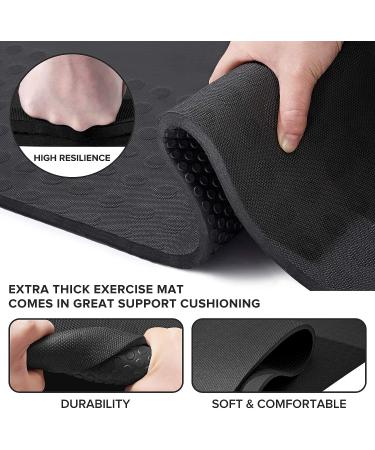 JELS Extra Thick Yoga Mat 15MM - Non Slip Design - SGS Certified TPE - Carrying Strap - for Yoga, Pilates, Workout - Black - Buy Online on GoSupps.com