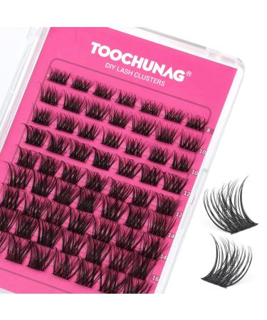 Cluster Lashes Natural Individual Lashes D Curl Eyelash Clusters 8-16mm DIY Eye Lashes Individual Cluster Light Russian Strip Lashes with Thin Band by TOOCHUNAG 23A-Fluffy