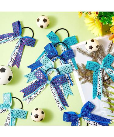 Juexica Soccer Hair Bows 16-Piece Set - Sparkly Accessories for Girls and Women Players - Elastic Scrunchies for Ponytails - Blue - Buy Online on GoSupps.com