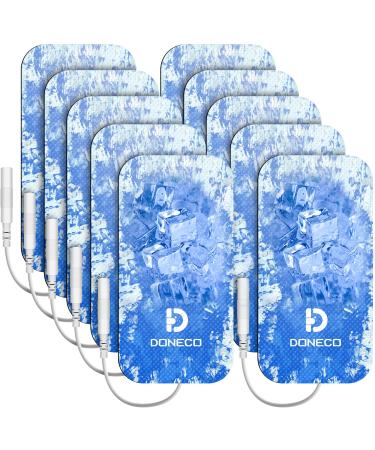 Cold Pain Therapy DONECO TENS Unit Pads 2X4 10 Pcs Replacement Pads Cooling Electrode Patches for Cold Physiotherapy and The Treatment of Chronic Local Pain