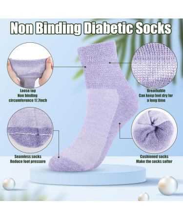 Moyel Women's Diabetic Socks - 8 Pairs Low Cut Bamboo Viscose Seamless Cushioned Non-Binding Wide Ankle Socks for Comfort - Buy Online on GoSupps.com
