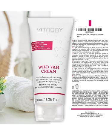 VITABAY Wild Yams Cream 100ml - 80% Yam Root Extract for Face & Body - 64% Diosgenin - 100% Nano-Free & Hormone-Free - Natural Skin Care - Buy Online on GoSupps.com