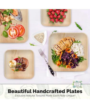 Chic Leaf Palm Leaf Plates - 48 Pc Disposable Bamboo Plates Party Pack - Compostable and Biodegradable - 10 Inch & 7 Inch Square - Eco-Friendly Alternative to Plastic and Paper Plates - Buy Online on GoSupps.com