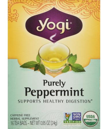 Yogi Tea Organic Purely Peppermint Caffeine Free 16 Tea Bags .85 oz (24 g)