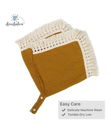 Doodalou Muslin Boho Baby Pacifier Blanket in Mustard - Soft and Stylish - Buy Online on GoSupps.com