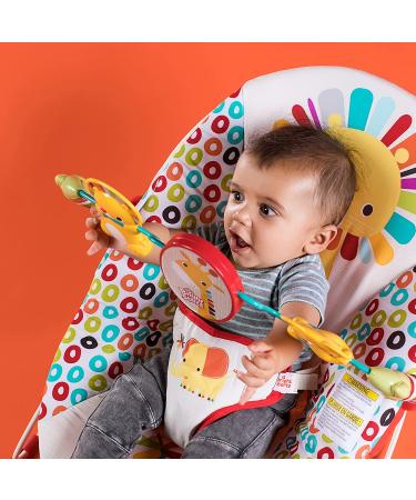 Bright Starts Playful Pinwheels Portable Baby Bouncer with Vibrating Seat and Toy Bar - 19.8x13.1x3.4 Inch - Ages 0-6 Months - Buy Online on GoSupps.com