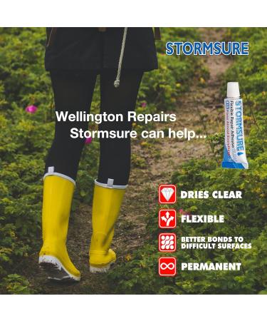 Stormsure Wellington Boot Repair Kit Accelerated - Industry Wellie glue Sole Repair Heel Repair Boot Repair - PU Adhesive Waterproof Permanent Durable Flexible Transparent with Accelerator - Buy Online on GoSupps.com