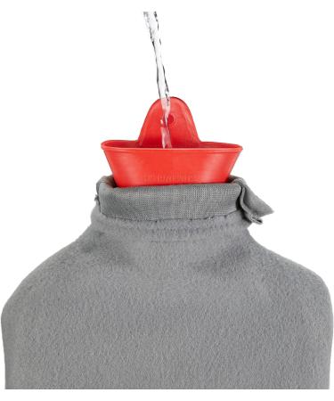 Buy Relaxdays Hot Water Bottle with Fluffy Cover - 1.5L Odorless Natural Rubber - Grey/Red - Perfect for Cozy Comfort - Buy Online on GoSupps.com