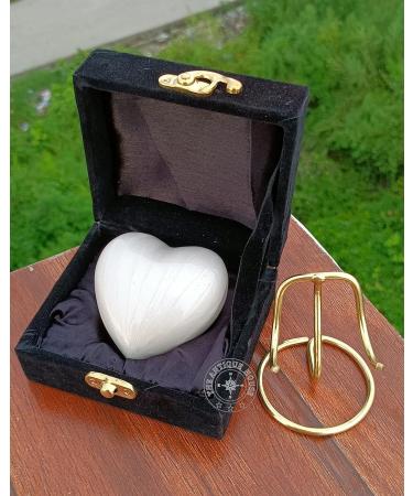 White Heart Keepsake Cremation Urn with Brass Stand - Adult & Infant Funeral Burial Mini Urn - Buy Online on GoSupps.com