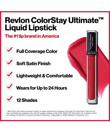 Revlon ColorStay Ultimate Liquid Lipstick - Miracle Mauve | 0.07 Oz Satin Finish Face Makeup - Buy Online on GoSupps.com