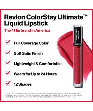 REVLON ColorStay Ultimate Longwear Liquid Lipstick in Brilliant Bordeaux - 2 Pack, 0.07 Oz - Satin Finish, Rich Lip Color - Buy Online on GoSupps.com