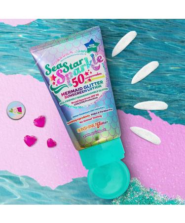 Seastar Sparkle Mermaid Watermelon Lemonade Glitter Sunscreen SPF 50 - Biodegradable Water Resistant Kids Lotion Cruelty Free Made in USA - 3.4oz - Buy Online on GoSupps.com