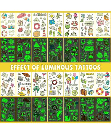 EMOME 650+ Glow Hawaiian Luau Temporary Tattoos for Kids - 56 Sheets | Summer Party Supplies & Decorations - Buy Online on GoSupps.com