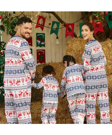 PatPat Family Christmas PJs Matching Sets - Reindeer & Snowflake Patterned Sleepwear for Couples & Kids - Men's XXL Blue/White - Buy Online on GoSupps.com
