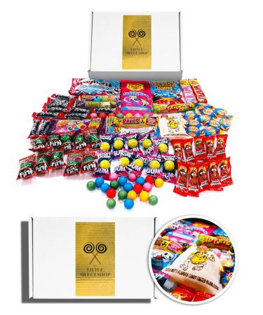 The Little Sweet Shop Minimalist Gold Label Bubble Gum Sweets Hamper: Premium Gift Box Packed Full of Retro Bubblegum Candy for Birthdays Christmas Get Well Soon for Him for Her Boys & Girls