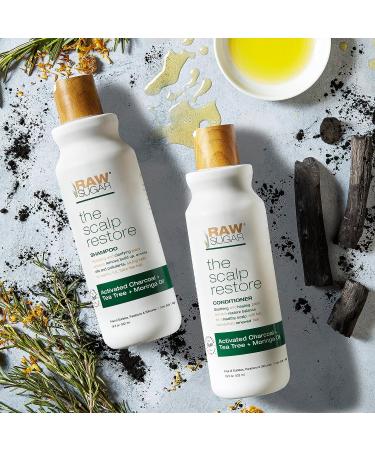 Raw Sugar Scalp Restore Hair Care Bundle - Tea Tree Shampoo & Conditioner Set with Activated Charcoal & Moringa Oil | Sulfate & Paraben Free - Buy Online on GoSupps.com