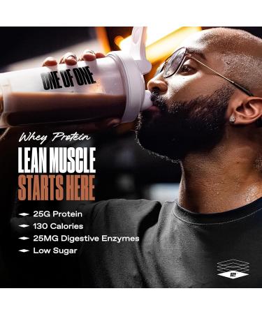 ONE OF ONE Whey Protein Powder 25g Whey Protein Concentrate with Digestive Enzymes, Gluten Free, Low Carb, Post-Workout Recovery Milk Chocolate Flavor, 2lb - Buy Online on GoSupps.com