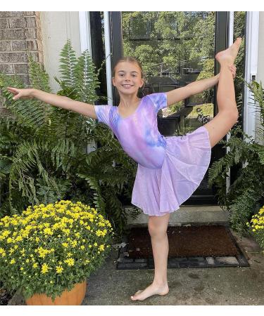 Arshiner Girls Ballet Leotard with Chiffon Tutu Skirt - Tie Dye Lilac, 7-8 Years - Buy Online on GoSupps.com