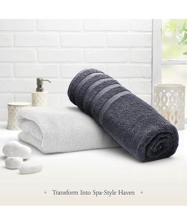 Jumbo Bath Sheets Towels 35x70 - 2-Pack, 100% Cotton, Extra Large Absorbent Towel Set - Gray & White - Buy Online on GoSupps.com