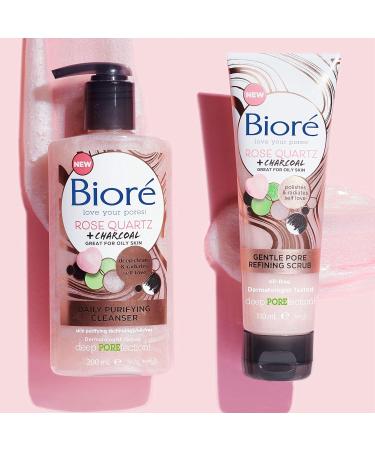 Bior Rose Quartz Charcoal Face Wash Cleanser & Pore Refining Scrub Bundle Pack - Buy Online on GoSupps.com