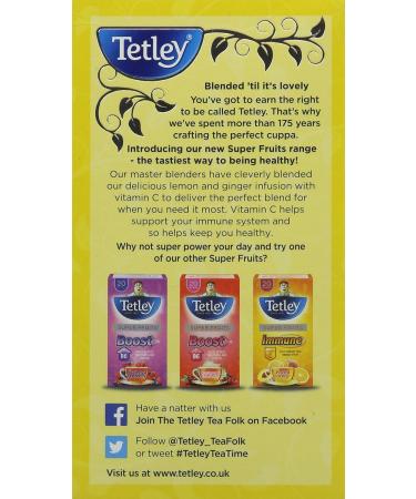 Tetley Super Fruits Immune Lemon & Ginger 20 Tea Bags - Buy Online on GoSupps.com