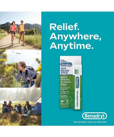 Benadryl Extra Strength Itch Relief Stick 0.47 fl. oz - Fast Relief for Outdoor Itches & Pain with Diphenhydramine & Zinc Acetate - Buy Online on GoSupps.com