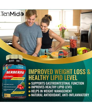 Berberine Extract 4250mg Capsules - 4 Months Supply with Ceylon Milk Thistle, Turmeric & Black Pepper | Immune Support & Weight Management Supplements - Buy Online on GoSupps.com