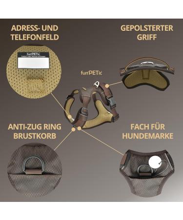 Funpetic Dog Harnesses 2022 - Reflective Padded Breathable Anti-Train Dishes for Small Medium & Large Dogs (XS) - Brown - Buy Online on GoSupps.com