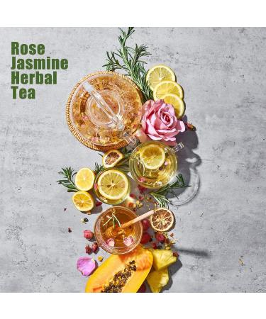 Taimei Tea Gift Set for Women - Mother's Day Gift Box with 100% Natural Rose Jasmine Herbal Tea from Germany - Decaf Loose Leaf Tea, Mug, Vase, Gold Teaspoon, Care Package - 120g, 50 Cups - Best Mom Ever Card - Buy Online on GoSupps.com